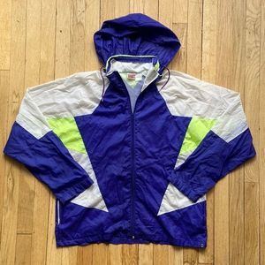 Vtg 90s Nike‎ Windbreaker Womens Full Zip Lightweight Size Large Colorblock